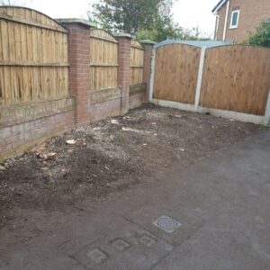 Bushes removed fencing and gate fitted