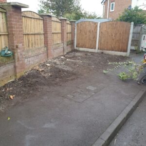 Bushes removed fencing and gate fitted