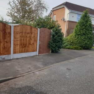 Bushes removed fencing and gate fitted